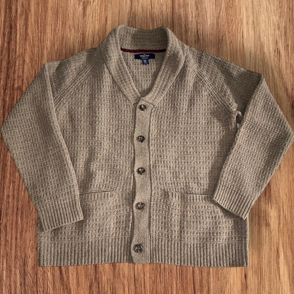 Savile Row London Men’s Beige Brown Lambswool Knit Cardigan Sweater Size M - Picture 1 of 5